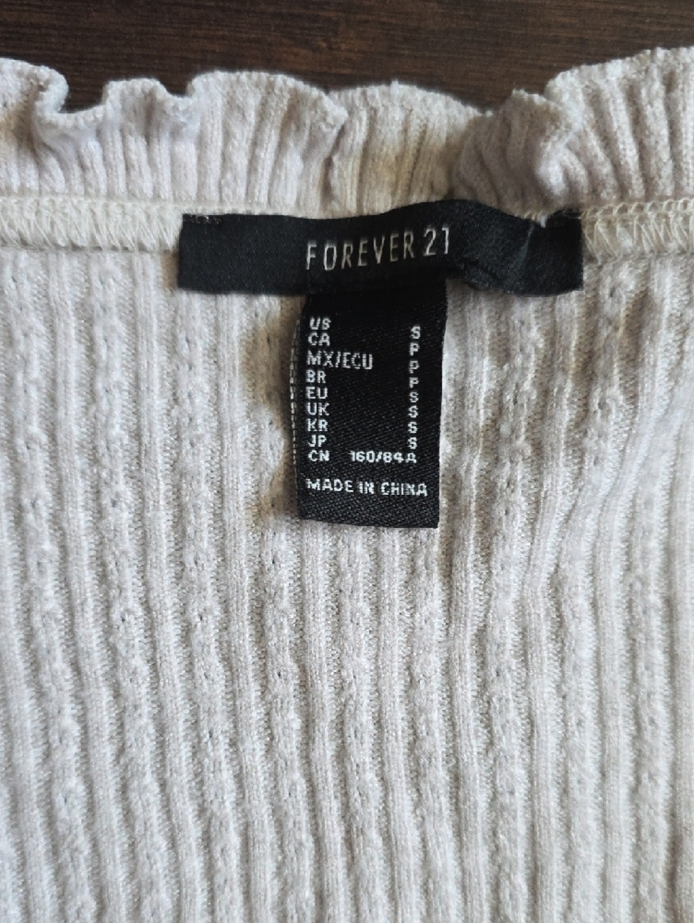 Forever 21 Light Gray Ruffled Ribbed Crop Top - Picture 5 of 5